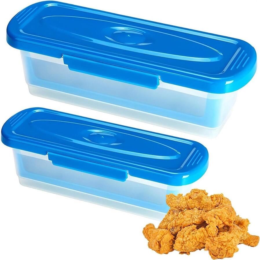 Visbeslagshaker Paneerschudder Container Gelijkmatig Paneren Spatvrij Deksel 13.5cm Breed Blauw