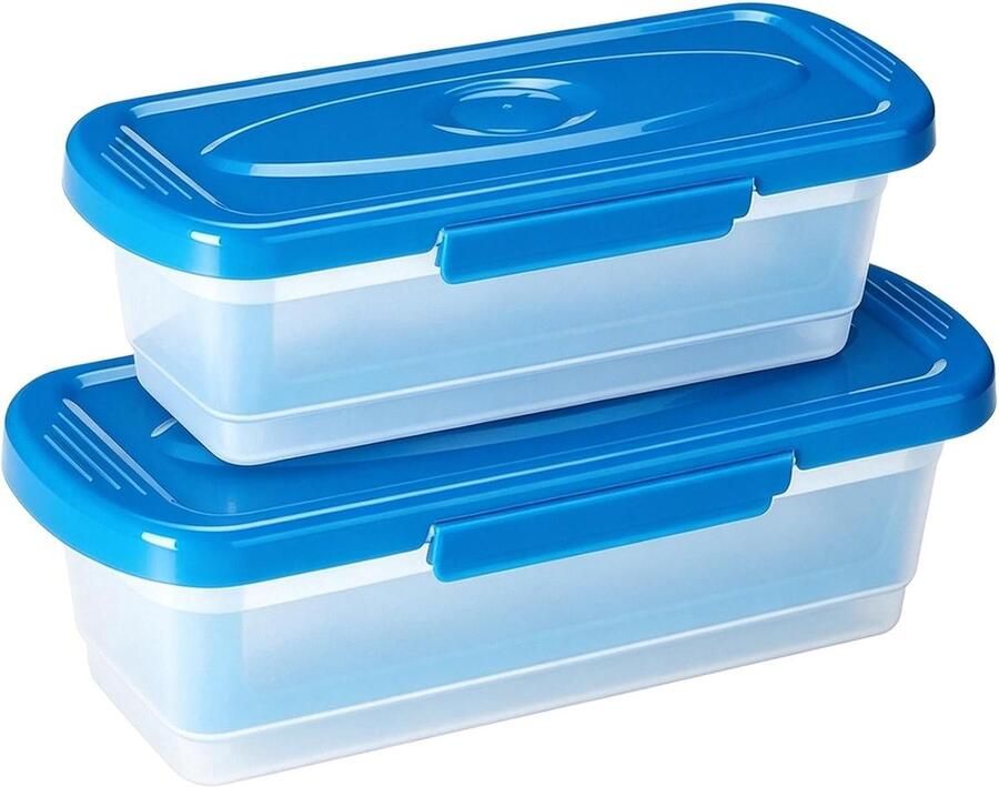 Visbeslagshaker Paneershaker Keuken Snel Paneren Dubbele Kom Ontwerp 35x12x12cm Blauw