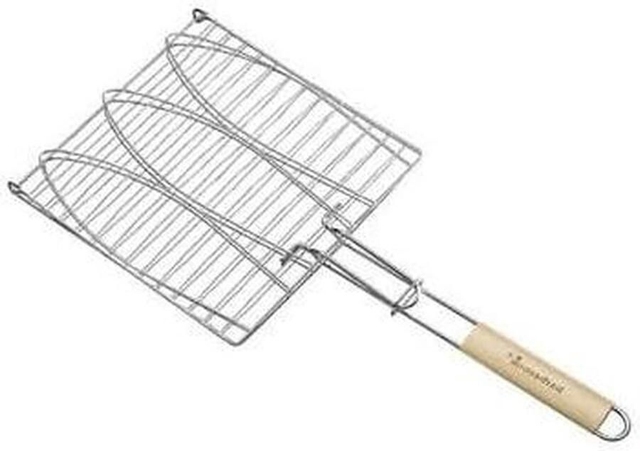 Visgrill verchroomd Vishouder rooster Vis grillen Voor 3 vissen 28x28 cm Zilverkleurig