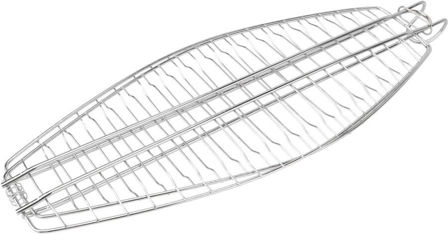 Visgrillmand Barbecue mand Buiten koken Antiaanbaklaag 44 x 15 cm Zilver