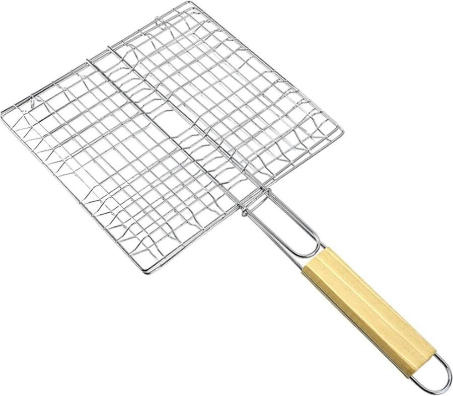 Visgrillmand Barbecue mand Vis Grillen Houdt Voedsel Vast 42x23 cm Zilver