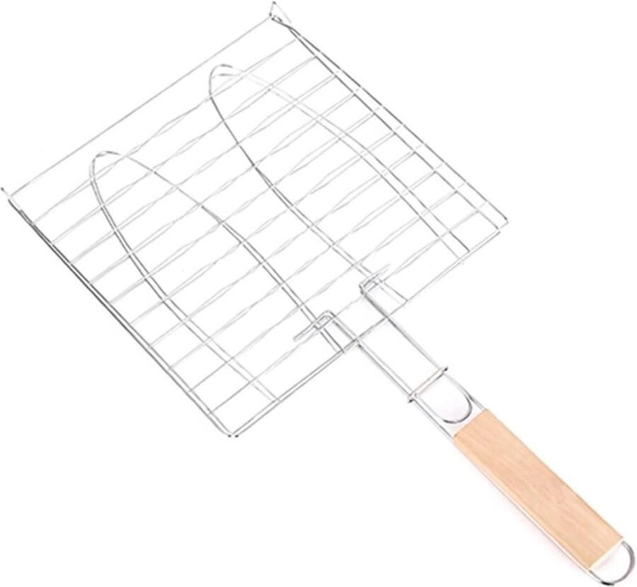 Visgrillmand BBQ Klem Buiten Koken Antiaanbaklaag 24x24 cm Zwart