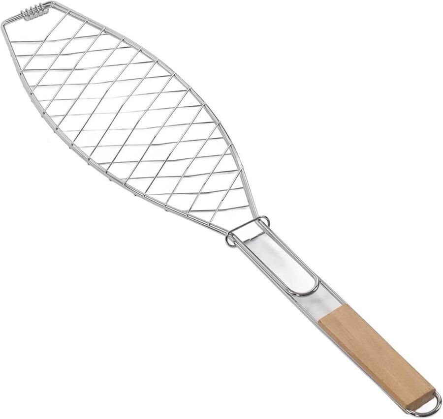 Visgrillmand BBQ mand Buiten koken Roestvrij staal Compact formaat Zilver