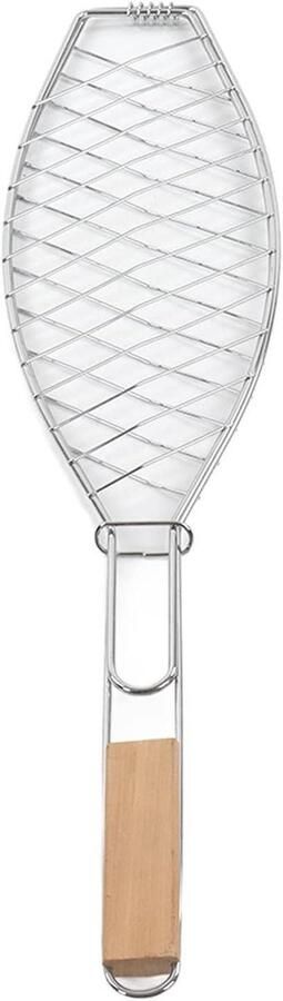 Visgrillmand Grillmand Roestvrijstaal Barbecueën Kamperen Met Hittebestendig Handvat 15 x 67 x 4 cm Zilver