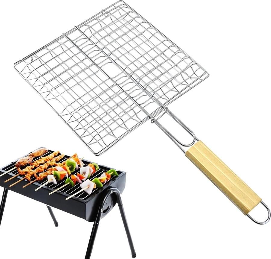 Visgrillmand Groentenrek Buiten Grillen Hittebestendig 42 x 23 cm