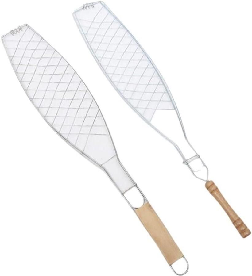 Visgrilltang Grilltang Keukentang Vis Grillen Plat Handvat 300.0 Gram Zilver