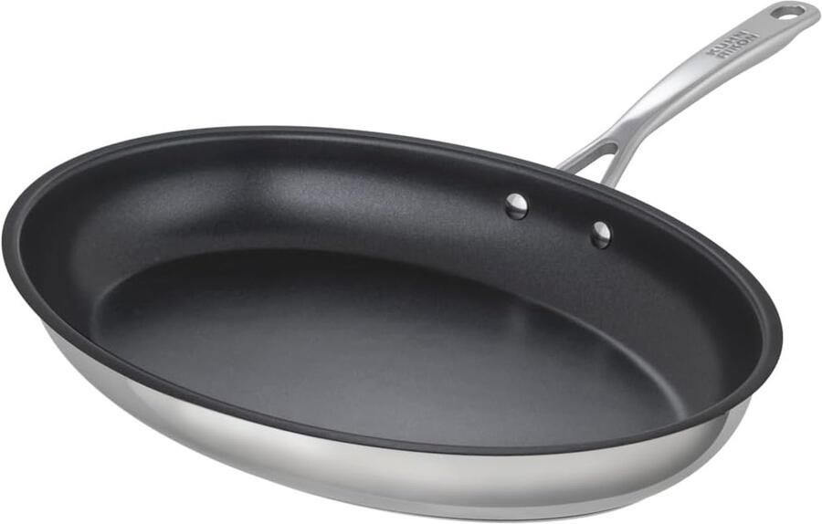 Vispan Gecoat Ovale Koekenpan Vis Braden 3-Laags Titanium Coating 36 x 25cm Zilverkleurig