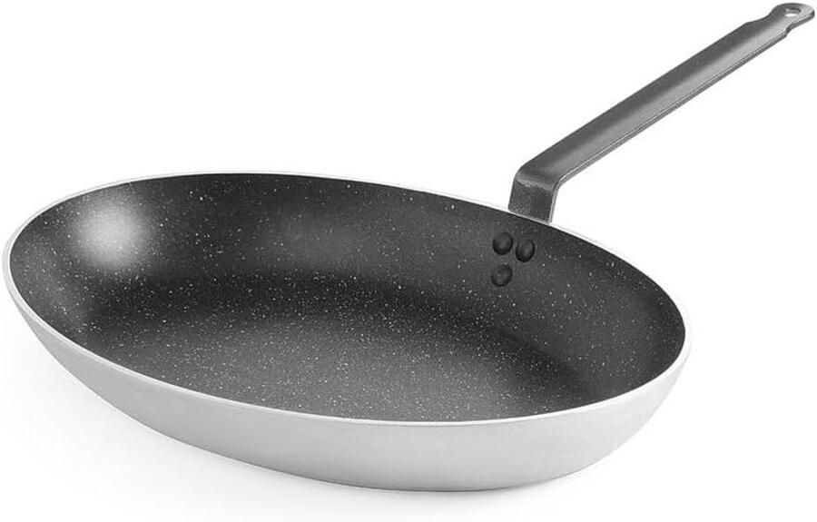 Vispan Koekenpan Vis Bereiden Marmeren Anti-aanbaklaag 28x40cm Zwart