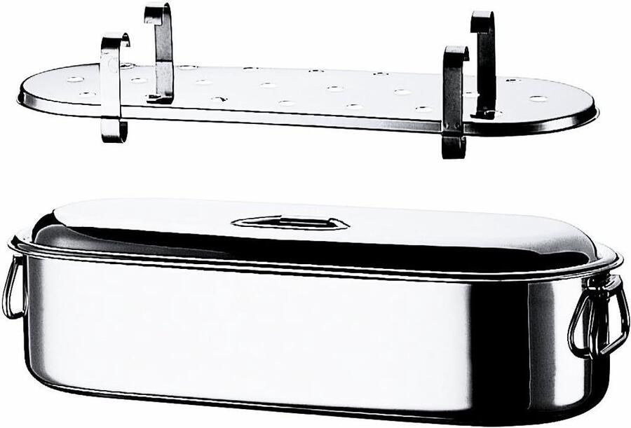 Vispan met deksel Vispocheerpan Gezond Koken Roestvrij staal 50 cm Zilver