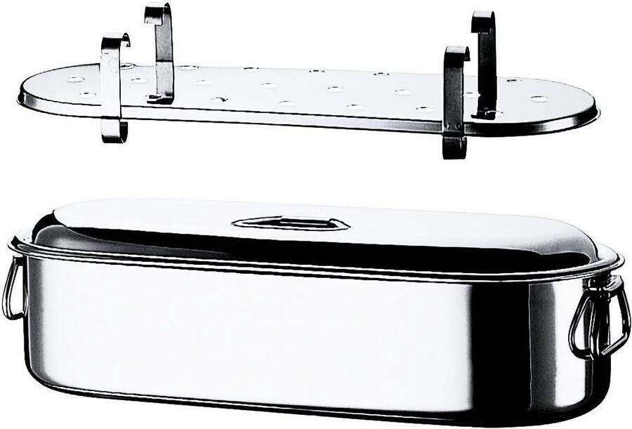 Vispan met deksel Vispocheerpan Gezond Koken Roestvrij staal 50 cm Zilver