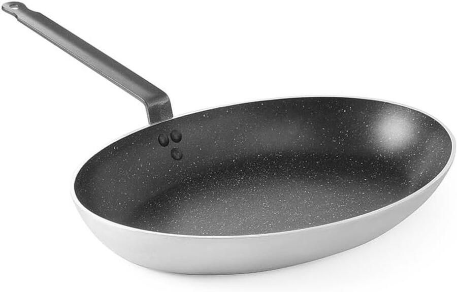 Vispan Professionele Pan Vis Bereiden Marmeren Anti-aanbaklaag 28x40 cm Zwart