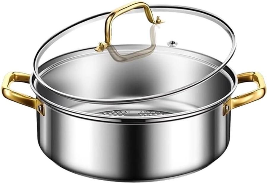 Visschubbenpatroon roestvrijstalen hotpot met verdeelde potontwerp voor pittig en mild koken voor meerdere gasten compatibel met alle soorten fornuizen