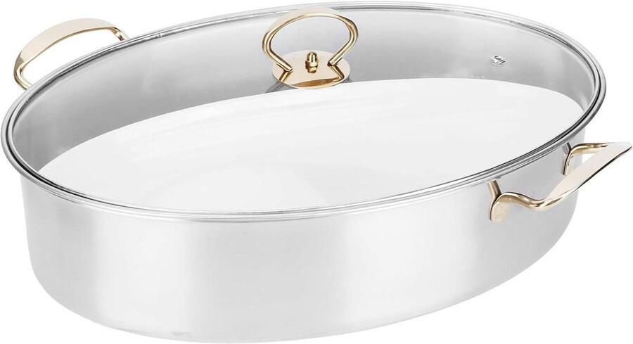 Visstoompan Kookpan Gezond Koken Grote Capaciteit 38 cm Zilver