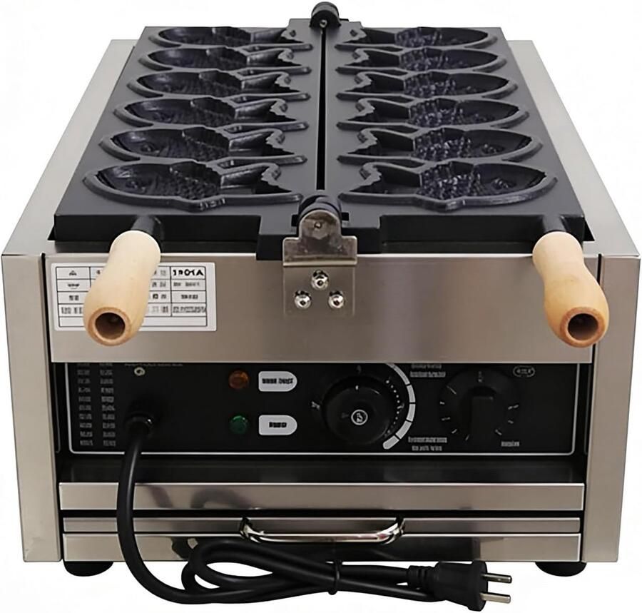 Visvormig wafelijzer Taiyaki machine Lekkere wafels maken Dubbelzijdig verwarmen 6 wafels tegelijk Meerkleurig