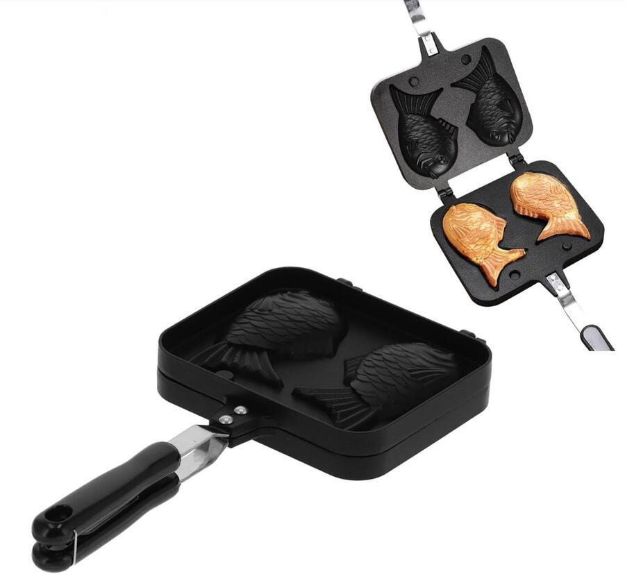 Visvormige Wafelmaker Dessert Pan DIY Feestjes Dubbelzijdig Antiaanbak 36.5cm Lengte rood