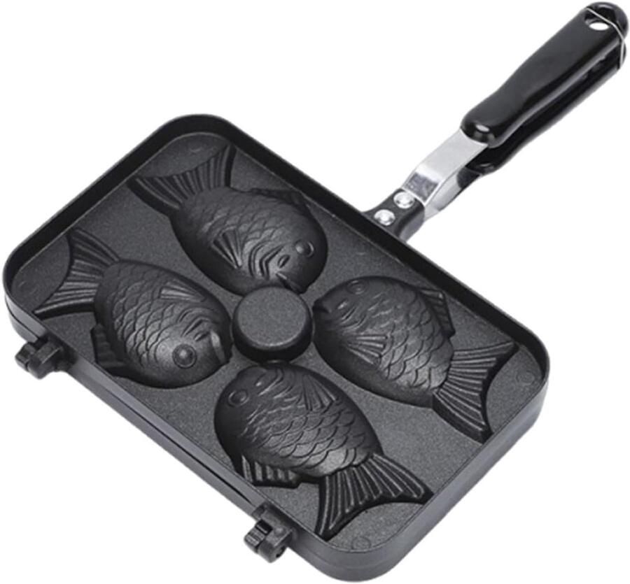 Viswafelmaker Dubbelzijdig Bakplaat Wafelmachine Lekkere Wafels Maken Antiaanbaklaag 37.5 x 24 cm Zwart
