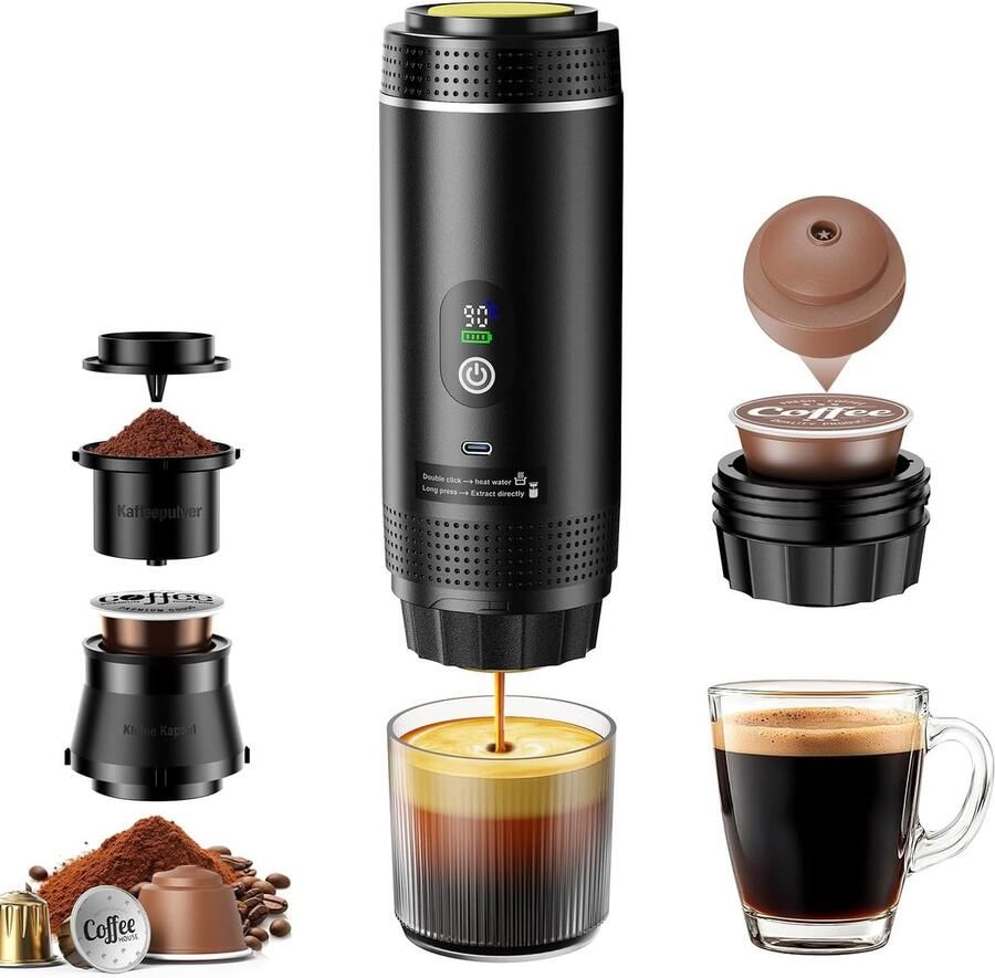 Vitdipy Draagbaar Koffiezetapparaat 80ml Draagbare Espressomachine – 3-in-1 Accu Koffiezetapparaat voor Reizen Camping & Onderweg