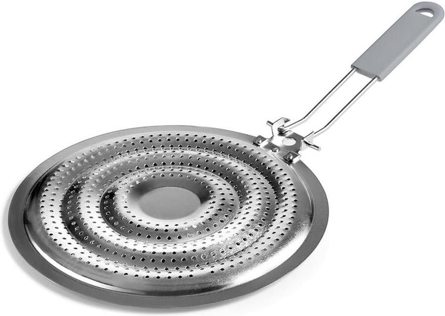 Vlamverdeler Gasfornuis Hitteverdeler Pan Gelijkmatig Koken Vertind Staal 21 cm Diameter Zilver