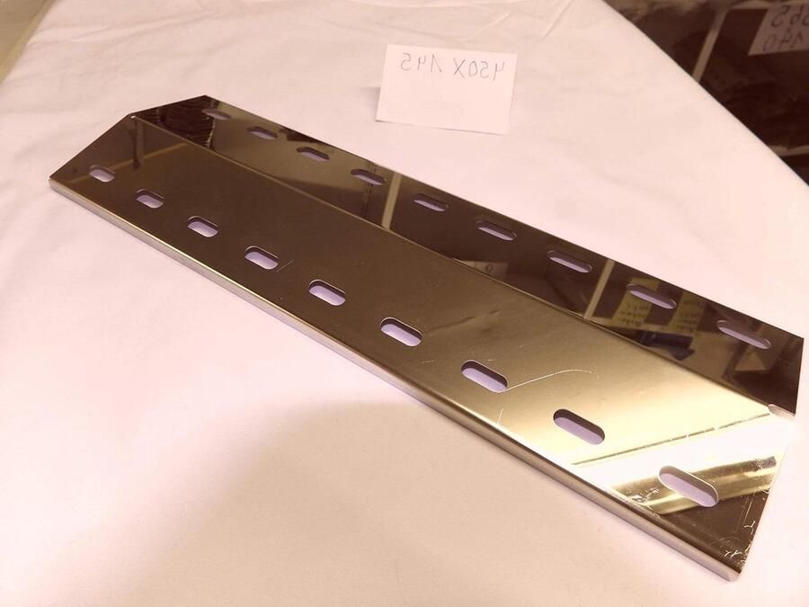 Vlamverdeler Grill Grillplaat Afdekking Gelijkmatige Warmte Roestvrij Staal 45 x 14.5 cm Zilverkleurig