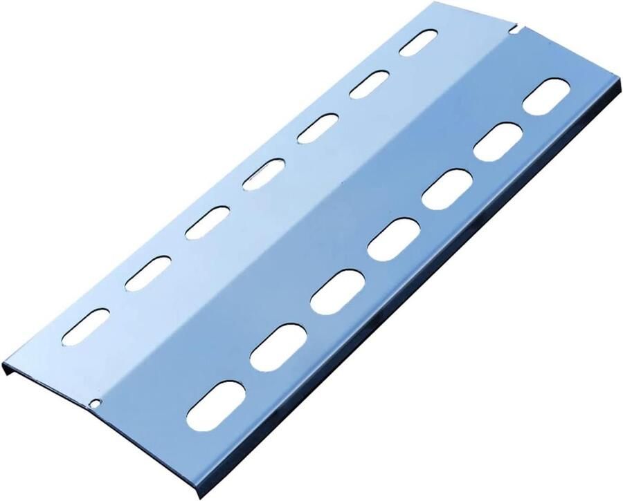 Vlamverdeler Roestvrij Staal Branderafdekking Grillplaat Barbecue Onderhoud Betere Warmteverdeling 350 x 145 x 1 mm Zilver