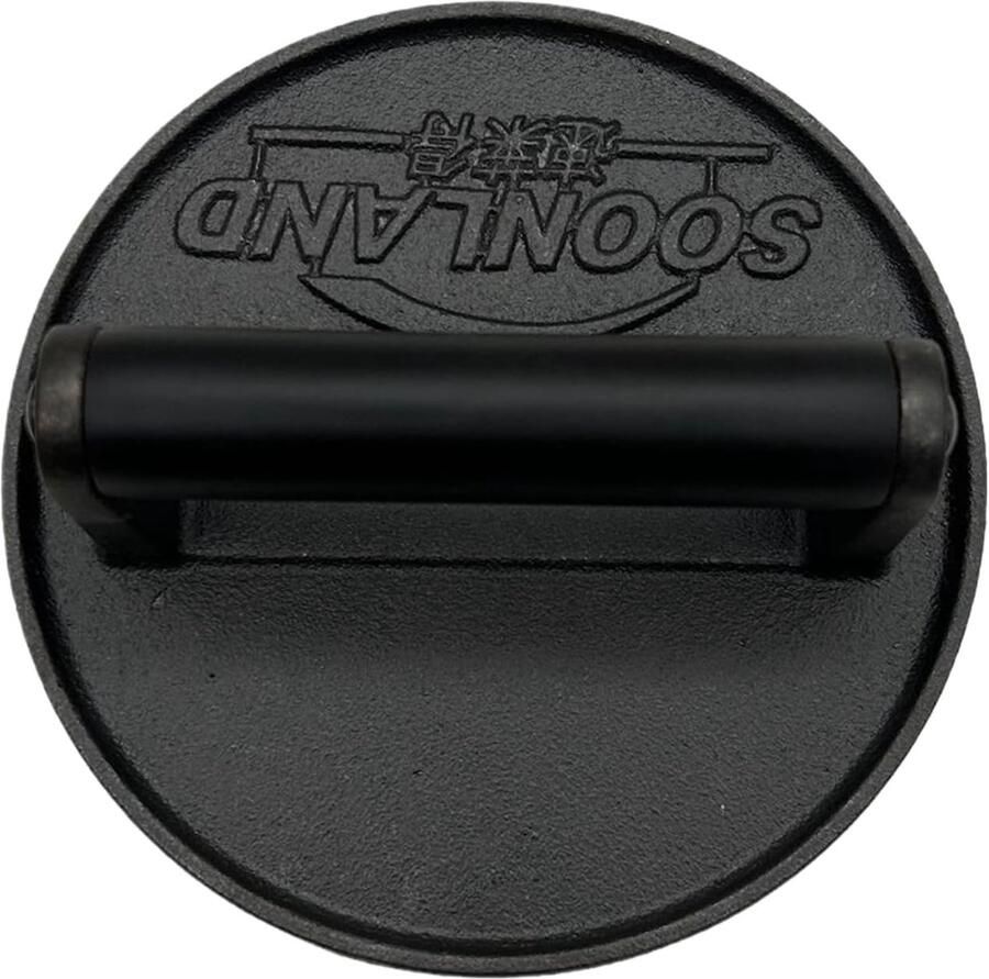 Vlees Gewichtspers Steak Smasher Gelijkmatig Grillen Stevig Gietijzer 16.5 cm Diameter