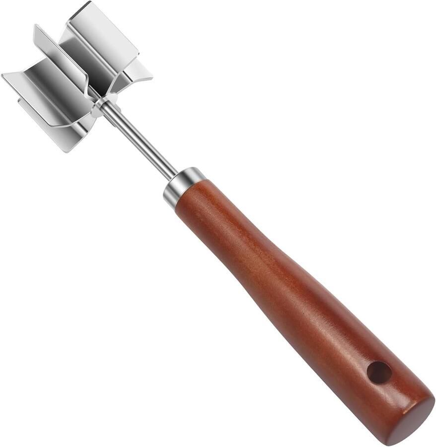 RVS gehaktmolen met 6 messen en houten handvat ideaal voor het malen van vlees en pureren van aardappelen hittebestendig voor rundvlees en kalkoen