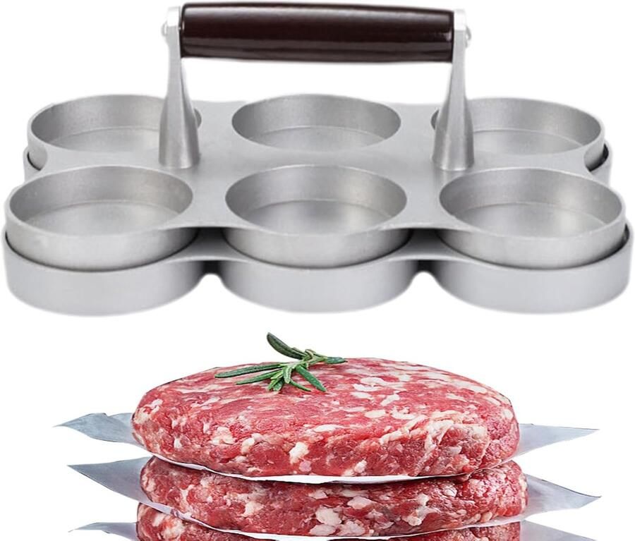 Vlees Patty Maker Hamburger Pers Perfecte Burgers Maken 6 Kleine Roosters 22.3x14.8x8.5cm