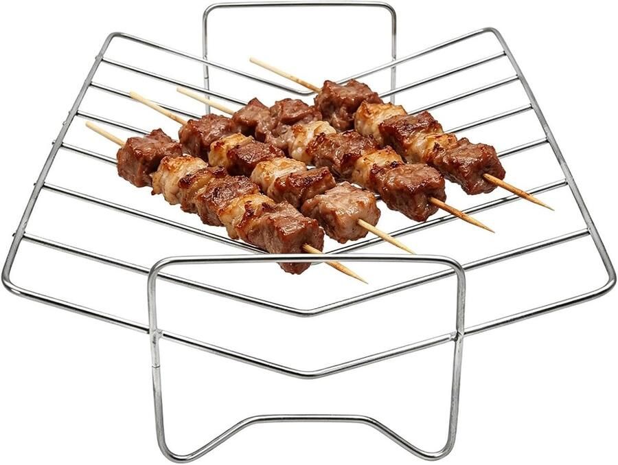 Vlees Roosterrek BBQ Accessoire Gelijkmatig Grillen V-vormige Constructie 29 x 21 x 8 cm Zilverkleurig