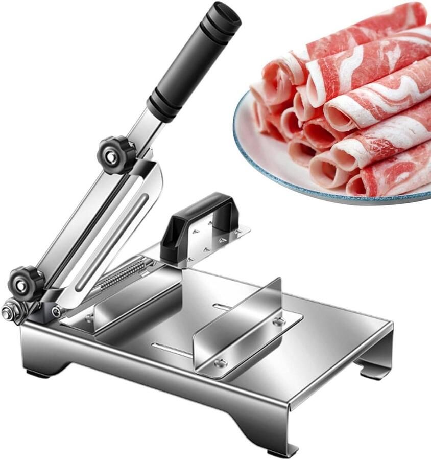 Vlees Snijmachine Keuken Snijder Bevroren Vlees Snijden Verstelbare Dikte 41 x 24.5 x 10.5 cm Zilver
