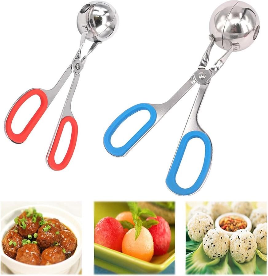 Vleesbal Schep Gehaktbal Maker Keuken Gebruik Roestvrij Staal Ergonomisch Handvat Rood