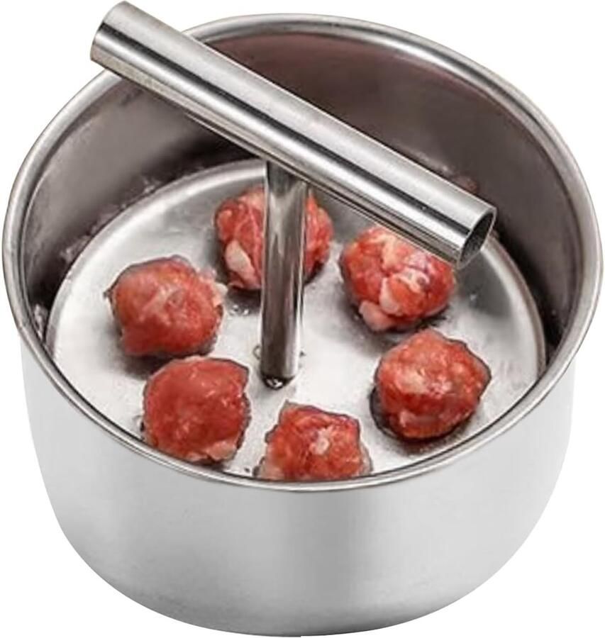 Gehaktbalmaker Pers Vleesballen Tool Maak Perfecte Ballen Roestvrij Staal 6 of 12 Gaten Zilver