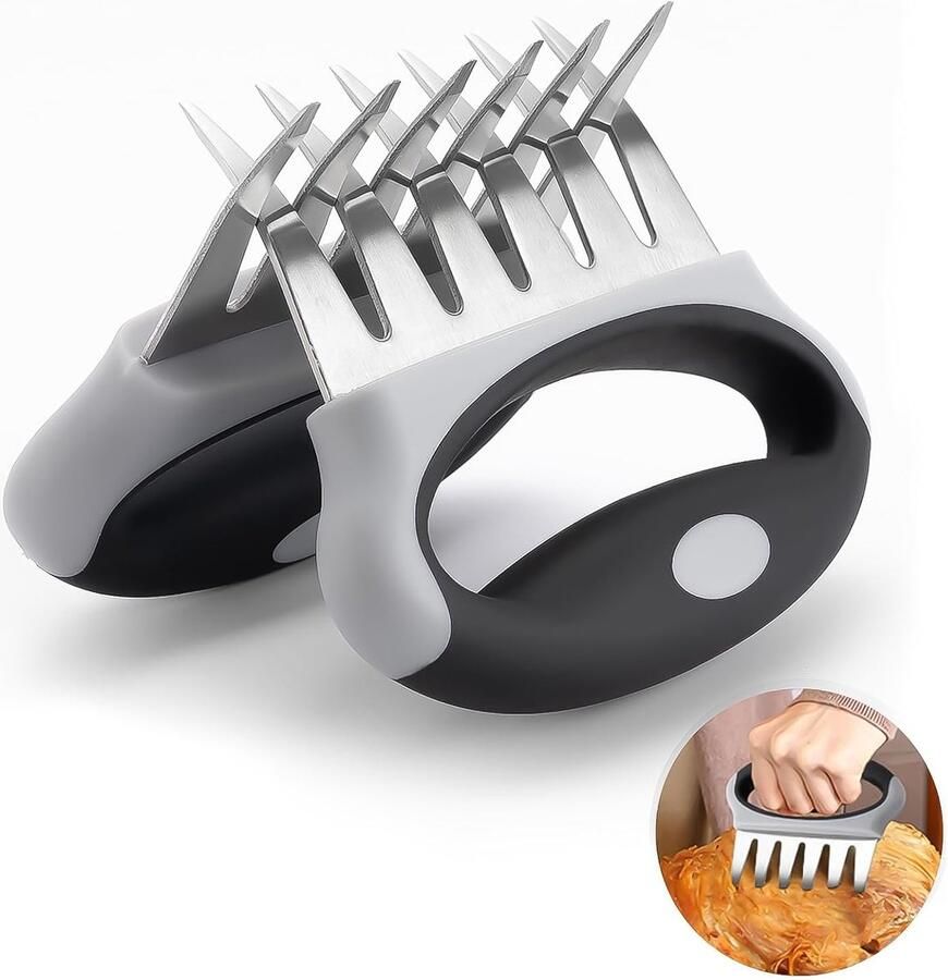 Vleesklauwen om te versnipperen metalen set van 2 gereedschappen kippenversnipperaar vleesversnipperaar klauwen barbecue versnipperende klauwen getrokken varkensvlees berenklauwen