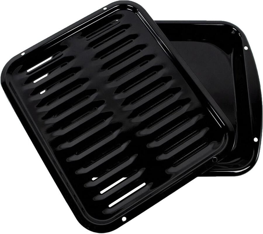 Vleeskuikenpan Grill Set Bakplaat Braadslee Oven Grillen Porselein op Staal 42 x 32 x 4 cm