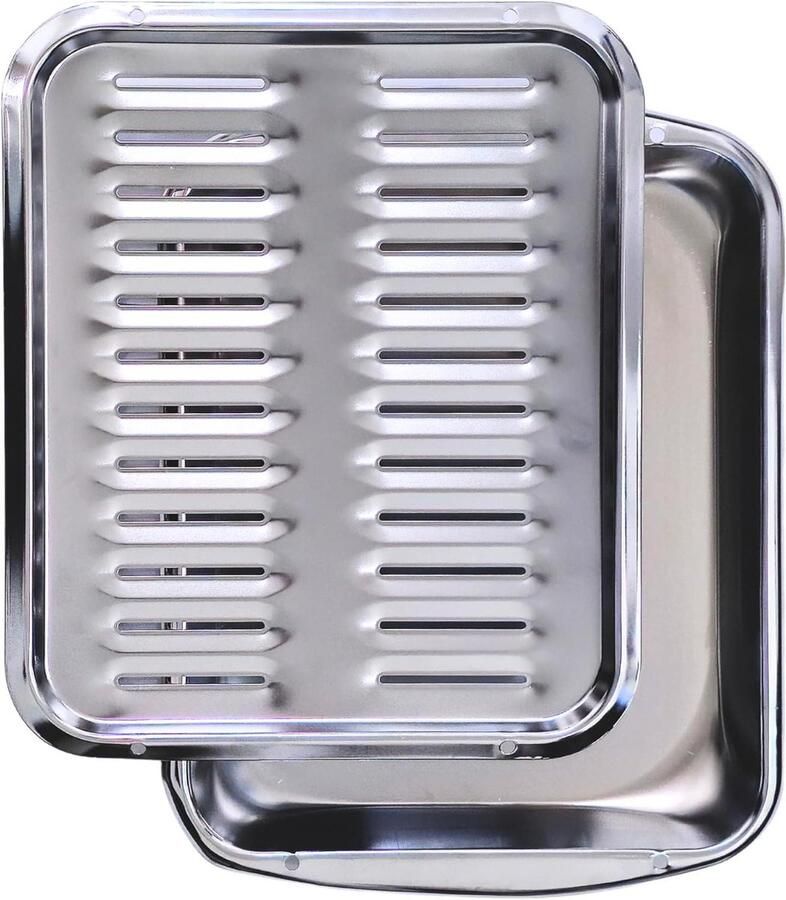 Vleeskuikenpan voor oven Grillpan met rek Gezonder braden Vet afvoerend rooster 40 x 30 cm Zilver