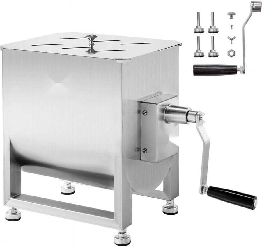 Vleesmenger 60 L Handmatige worstmenger Roestvrij staal Reductietandwiel Handzwengel Capaciteit 27 2 kg Voor gehakt