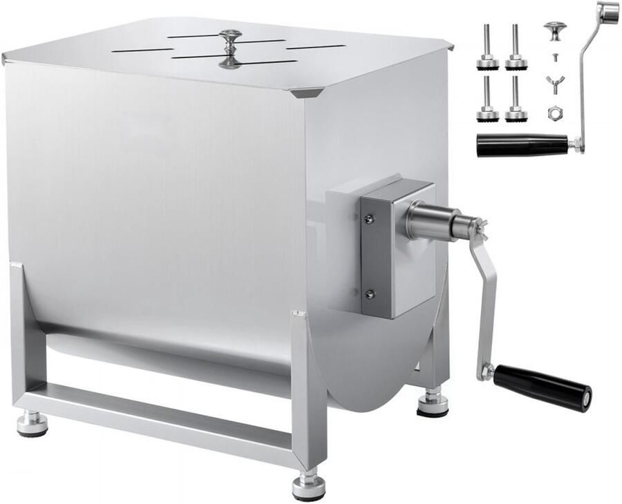 Vleesmenger Handmatige worstmenger gehaktmixer 40 l RVS Tandwielreductie Max. 36 3 kg Handzwengel