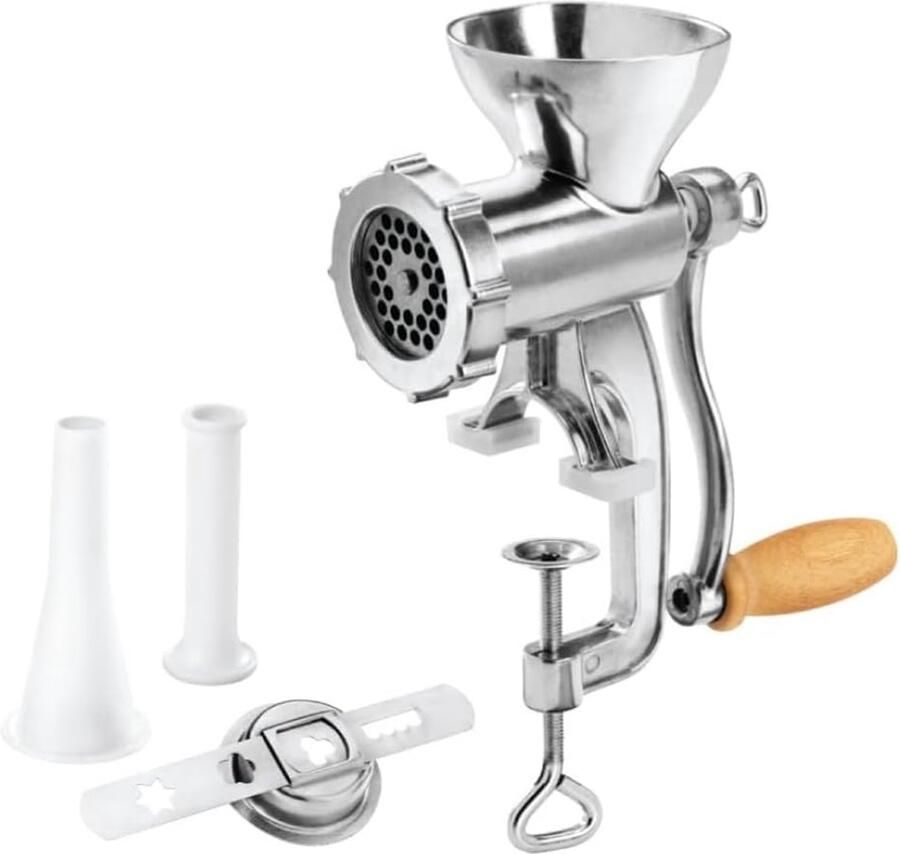 Vleesmolen Aluminium Handbediend vleesmaler met Gegoten Aluminium en Zilver Afwerking