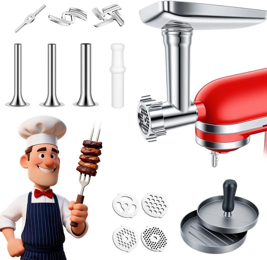 Vleesmolen Accessoires voor Keukenhulpmixer met Roestvrij Staal