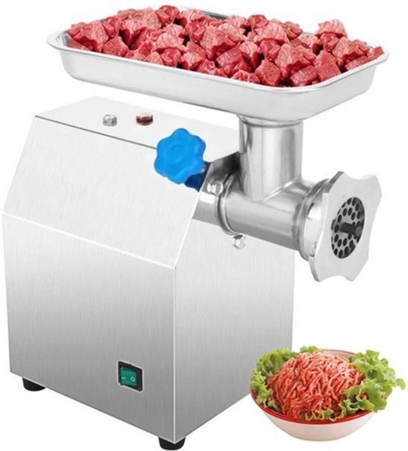 Vleesmolen Elektrische Gehaktmolen 120KG U 800W Krachtige Motor Duurzaam RVS Design Zware Uitvoering Horeca en Thuisgebruik Eenvoudige Bediening