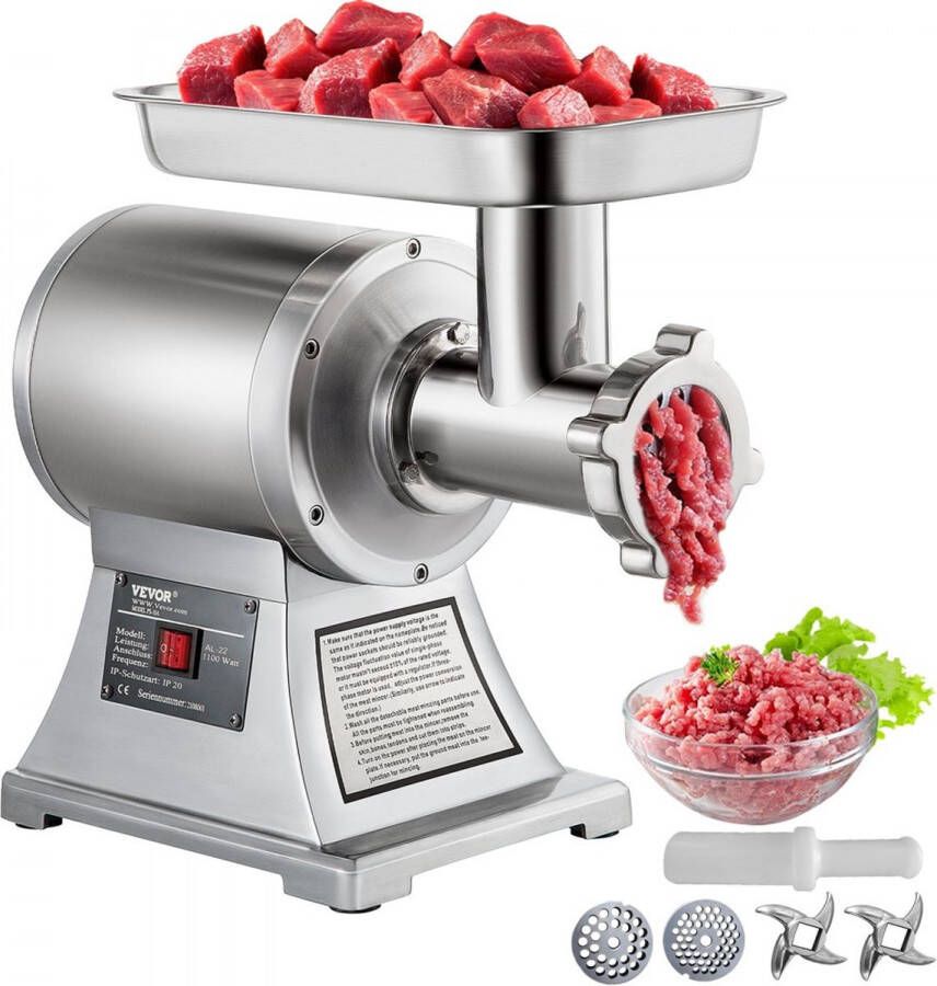 Vevor Vleesmolen Gehaktmolen Professioneel Food Chopper Foodprocessor Keukenapparatuur 120 Kg u Vleesmolen Vleesmachine Vlees bereiden