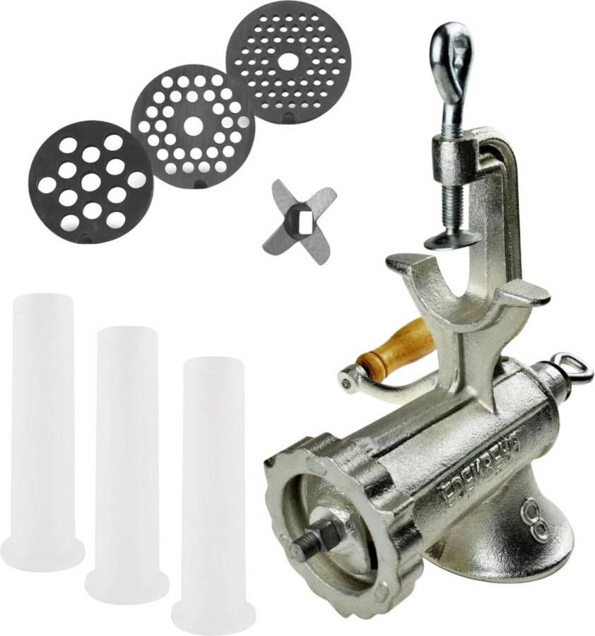 Vleesmolen handmatige gietijzeren tafelmontage gemakkelijk te reinigen churros maker 3 mm 5 mm 8 mm zeef worstvuller en gehaktmachine EDENBERG