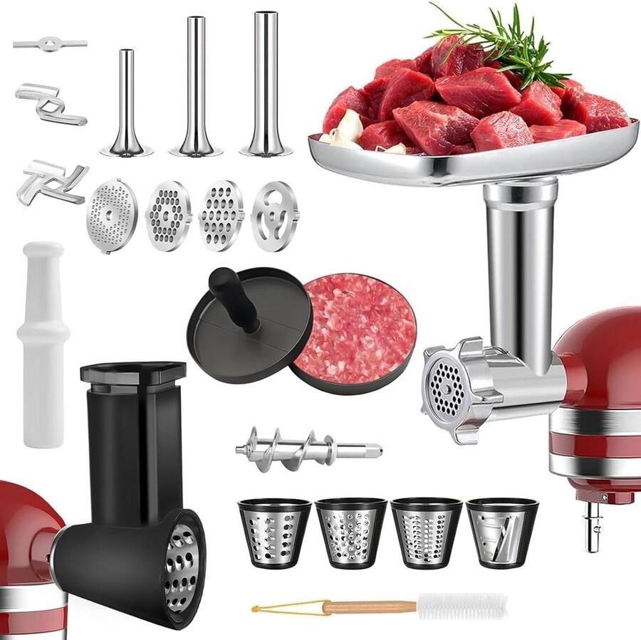 Vleesmolen Kaasrasp Set Keukenmachine Accessoires Worst Maken Vlees Malen 20 Delige Keukenmachine Kit 1.82 Kilogram Rood