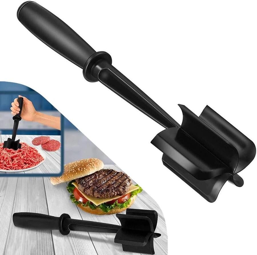Vleesmolen Keuken Hamburger Smasher Snel Gehakt Maken 5 Bladen Ontwerp 11 Inch Lengte Zwart