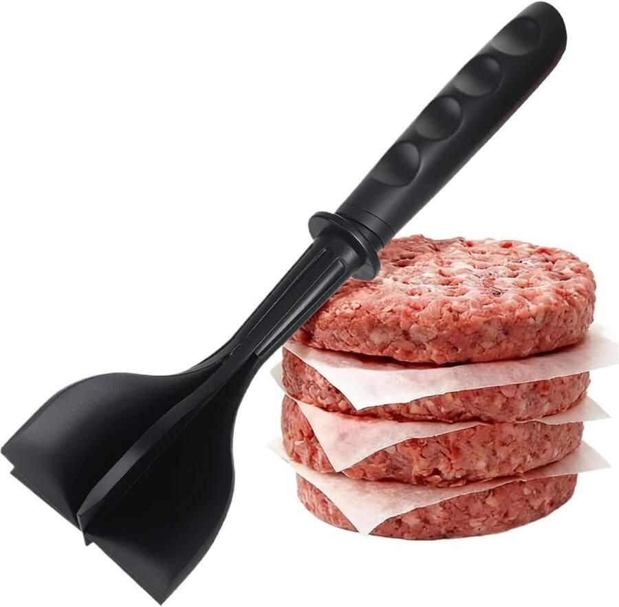 Vleesmolen Keuken Voedselpers Stamper Hamburger Bereiding 5-Messysteem Gelijkmatig 27 cm Hoog Zwart