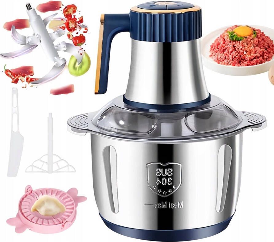 Vleesmolen Keukenmachine 500W motor 5L roestvrijstalen kom 5 snelheden 6 messen Inclusief accessoires Geschikt voor groente en vlees