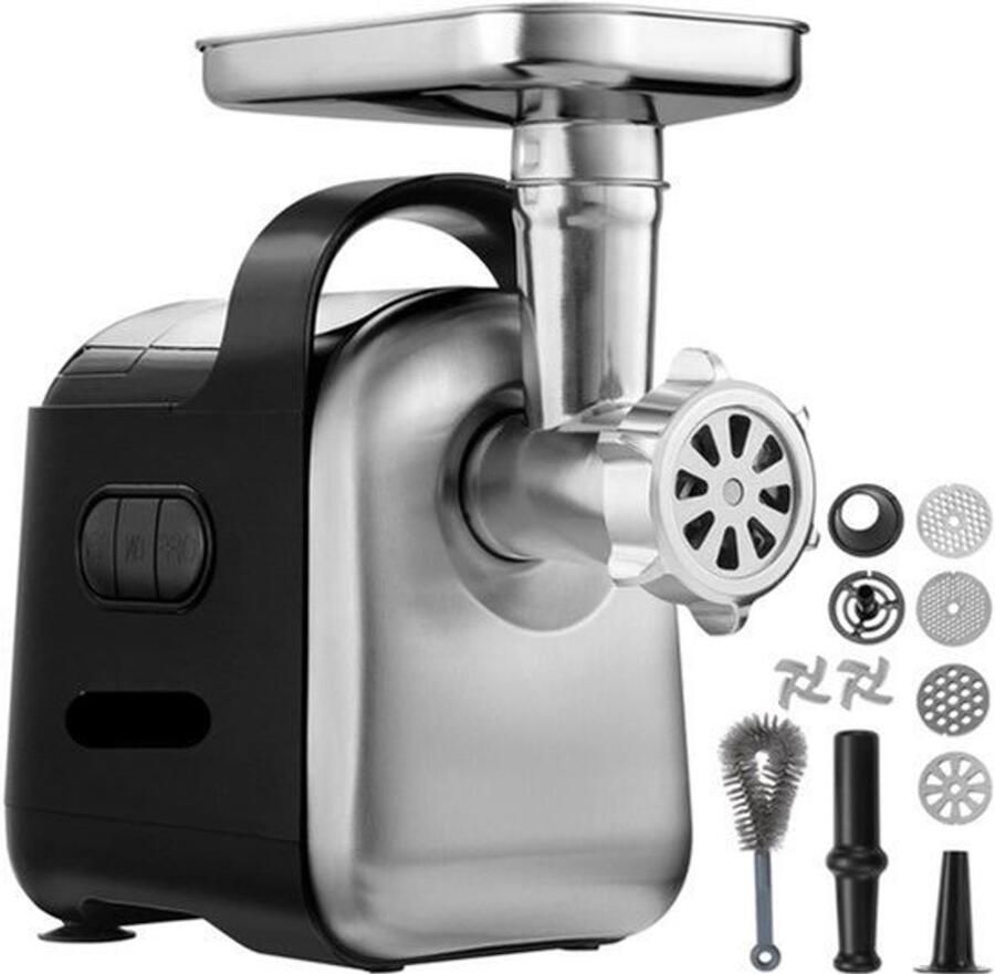 Vleesmolen Keukenmachine Keukenrobot 550W Foodprocessor Gehaktmolen met 2 Messen en 3 Maalschijven Zwart