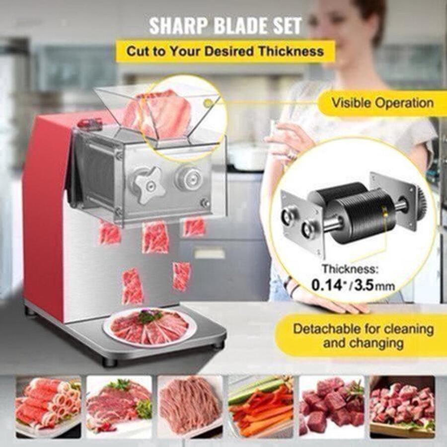 Vleesmolen Keukenmachine Keukenrobot Groentesnijder 850W 50Hz 1440 RPM Bladruimte 10 mm Foodprocessor Gehaktmolen Rood
