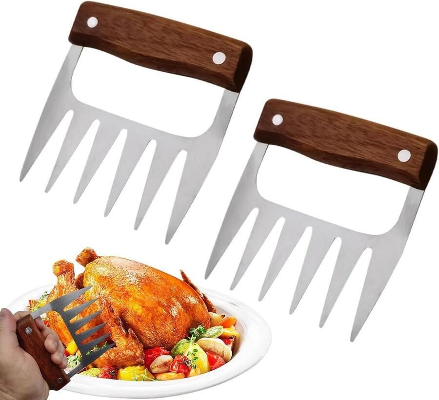 Vleesmolen Klauwen Pulled Pork Shredder Vlees Versnipperen Roestvrij Staal 2 stuks Zilver