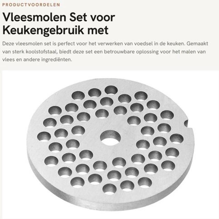 Vleesmolen Koolstofstaal 5mm Gatdiameter Huishoudelijk Keukenapparaat Veilig en Duurzaam Eenvoudig te Reinigen Gehaktmolen