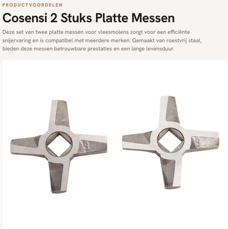 Vleesmolen Mes 2 Stuks Roestvrij Staal Platte Messen Vervangingsaccessoires Compatibel met Meerdere Merken Betrouwbare Prestaties